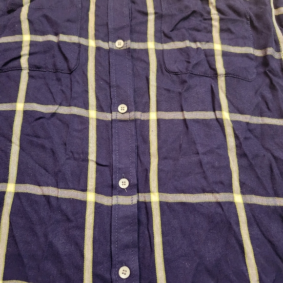 STYLUS Womens Button Down Blouse SOFT Navy Blue + Lime Green Size L - Picture 10 of 14